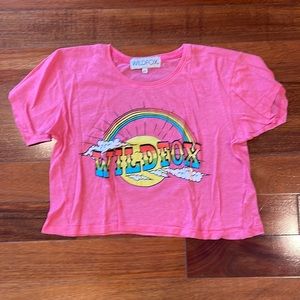 Neon pink Wildfox crop tee like new